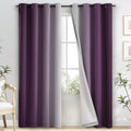 Yakamok 100% Blackout Curtains 84 Inch Length 2 Layers,Purple Curtains for Bedroom Ombre Room Darkening Grommet Gradient Drapes, Light Blocking Thermal Insulated Window Curtains for Living Room