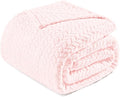 Exclusivo Mezcla Fleece King Size Blanket for Bed, 90x104 Inches Soft Cozy Jacquard Flannel Blankets, Lightweight Fuzzy Plush Warm for Women, Light Pink