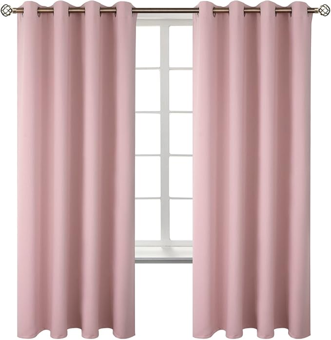 BGment Room Darkening Curtains 72 Inches Long - Grommet Thermal Insulated Drapes Window Treatment Curtains for Bedroom, 2 Panels, 52 x 72 Inch, Baby Pink