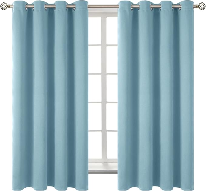BGment Room Darkening Curtains 63 Inches Long - Grommet Thermal Insulated Drapes Window Treatment Curtains for Bedroom, 2 Panels, 52 x 63 Inch, Greyish Blue