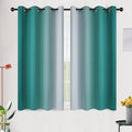 SimpleHome Ombre Room Darkening Curtains 45 inches Length for Bedroom,Grommet Gradient Light Blocking Teal Gradient Window Curtains for Living Room,2 Panels, 52x45 inches