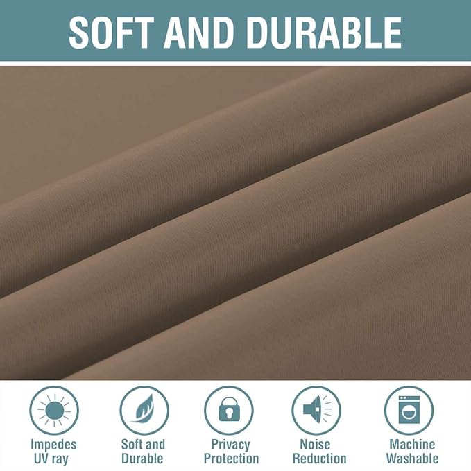 H.VERSAILTEX Blackout Curtain for Living Room Thermal Insulated Window Treatment Curtain Extra Long 108 inch Length Energy Saving Solid Grommet Top Blackout Drape, One Panel, Macchiato, 52"W x 108"L