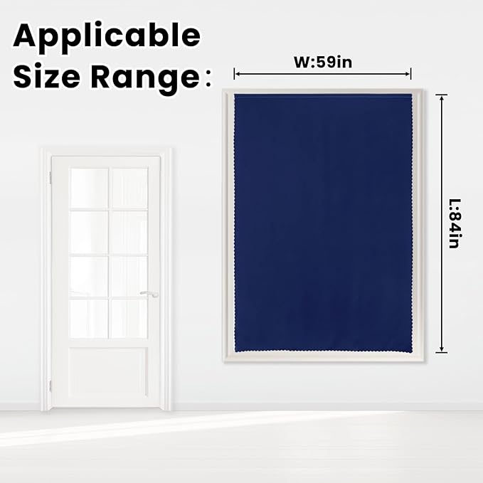 Self Adhesive Portable Blackout Curtains for Bedroom Easy to Install Window Thermal Lnsulated Kitchen Room Darkening Small Window Curtains, 59" W X 84" L, Navy Blue, 1 Panel