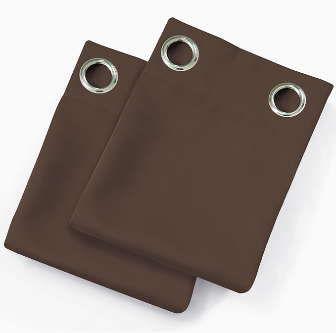 LEMOMO Blackout Curtains 66 x 54 Inch Long Chocolate Curtains Set of 2 Panels Room Darkening Curtains for Bedroom and Living Room