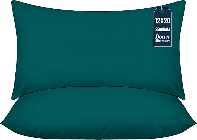 Utopia Bedding 12x20 Pillow Inserts, Set of 2, Dark Teal – Indoor Decorative Throw Pillows for Bed, Sofa & Couch – Soft, Supportive & Fluffy Cushion Inserts