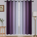 SimpleHome Ombre Room Darkening Curtains for Living Room, Light Blocking Gradient Purple to Gray White Thick Thermal Insulated Grommet Window Curtains/Drapes for Bedroom, 2 Panels, 52x72 inches Length
