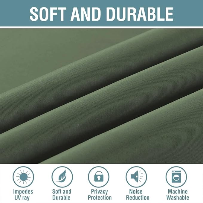 H.VERSAILTEX Blackout Curtain for Living Room Thermal Insulated Window Treatment Curtain 54 inch Length Energy Saving Solid Grommet Top Blackout Drape, One Panel, Bronze Green, 52" W x 54" L