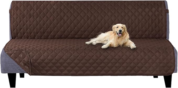 U-NICE HOME Futon Sofa Covers Reversible Sofa Slipcover Armless Cover Furniture Protector Couch Cover Water Resistant (Futon, Chocolate/Chocolate)