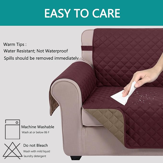 U-NICE HOME Futon Sofa Covers Reversible Sofa Slipcover Armless Cover Furniture Protector Couch Cover Water Resistant (Futon, Burgundy/Tan)