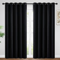 Yakamok Blackout Curtains Room Darkening Thermal Insulated Window Panels,Solid Grommet Top Drapes for Bedroom/Living Room(62Wx96L, Black, 2 Panels)