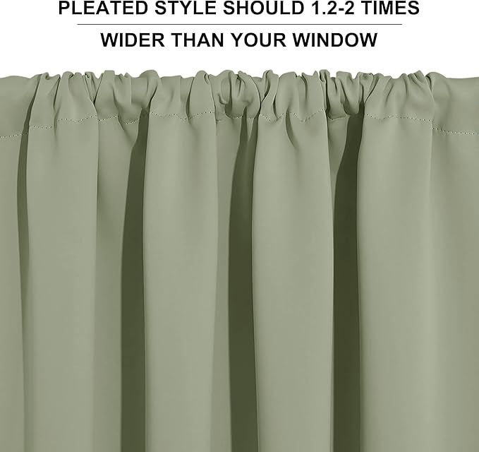 RYB HOME Blackout Curtains for Bedroom 84 inches Long 2 Panels Set, Privacy Thermal Insultaed Sunlignt Heat Blocking Drapes for Nursery Rental Room, Width 42 by Length 84, Sage Green