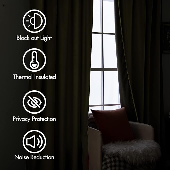 MIULEE Velvet Curtains 96 inches 2 Panels - Luxury Burnt Orange Blackout Curtains for Bedroom Living Room Thermal Insulated Super Soft Window Drapes Rod Pocket & Back Tab, Terracotta Rust Fall Decor