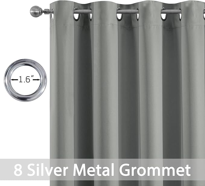 Yakamok 36 Inch Curtains Blackout Window Curtains for Kitchen, Grommet Room Darkening Thermal Insulated Sunlight Block Drapes for Living Room, W 52 x L 36, Dove Grey, 2 Panels