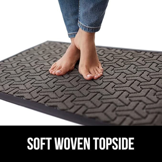 GORILLA GRIP 100% Waterproof All-Season WeatherMAX Doormat, US Designed Natural Rubber, Stain and Fade Resistant, Low Profile Indoor Outdoor Door Mats, Easy Clean Patio Mat, 29x17, Slate Geometric