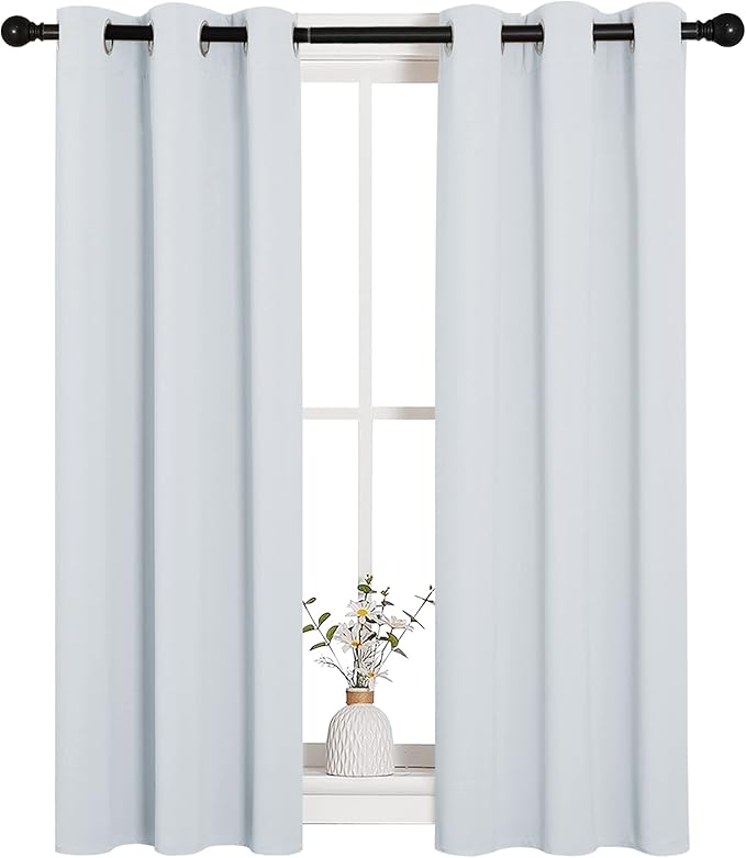 NICETOWN Room Darkening Draperies Curtains Panels, 2 Panels, 29 by 40, Greyish White, Window Treatment Thermal Insulated Grommet Room Darkening Curtains/Drapes for Bedroom