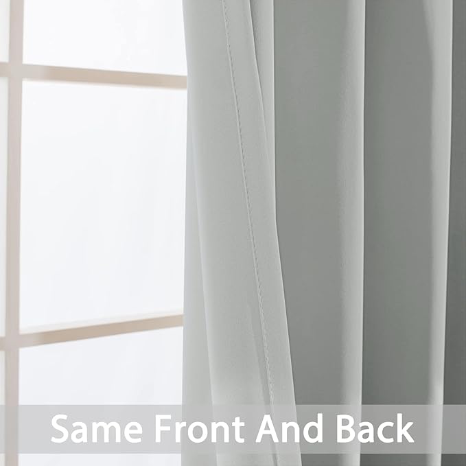 Yakamok Soft and Smooth Blackout Curtains for Bedroom - Grommet Thermal Insulated Room Darkening Curtains for Living Room, Set of 2 Panels (42 x 72Inch, Light Grey)