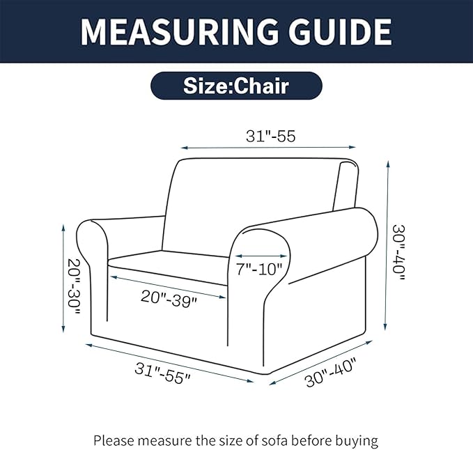 Cupuamon 2026 New Stretch Chair Sofa Slipcovers Couch Cover for 1 Seater Furniture Protector Sofa Covers with Elastic Bottom Jacquard Fabric Small Checks for Pets, Kids - Beige