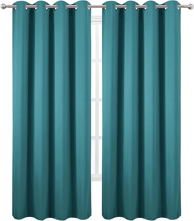 LEMOMO Blackout Curtains 52 x 120 Inch Long Sea Teal Curtains Set of 2 Panels Room Darkening Curtains for Bedroom and Living Room