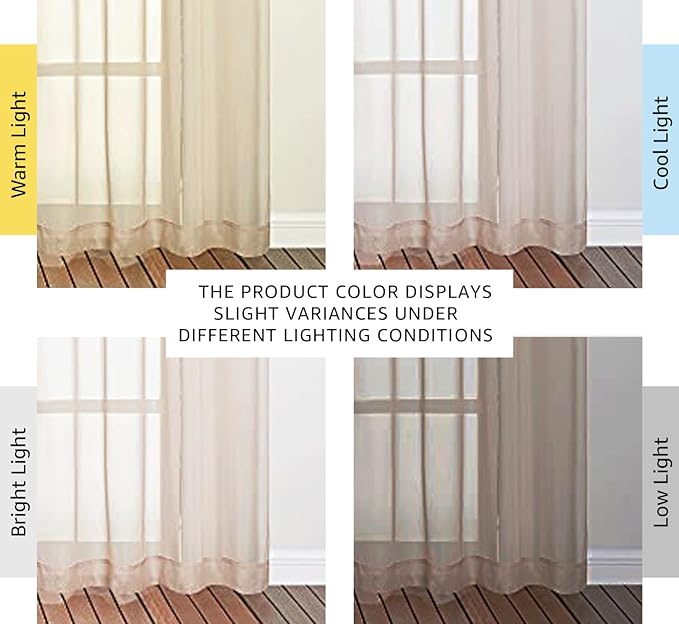 NICETOWN Voile Taupe Sheer Curtains 84 Inches Long, Grommet Airy & Lightweight Window Draperies Translucent Elegant Panels for Living Room/Bedroom,W54 x L84, Set of 2