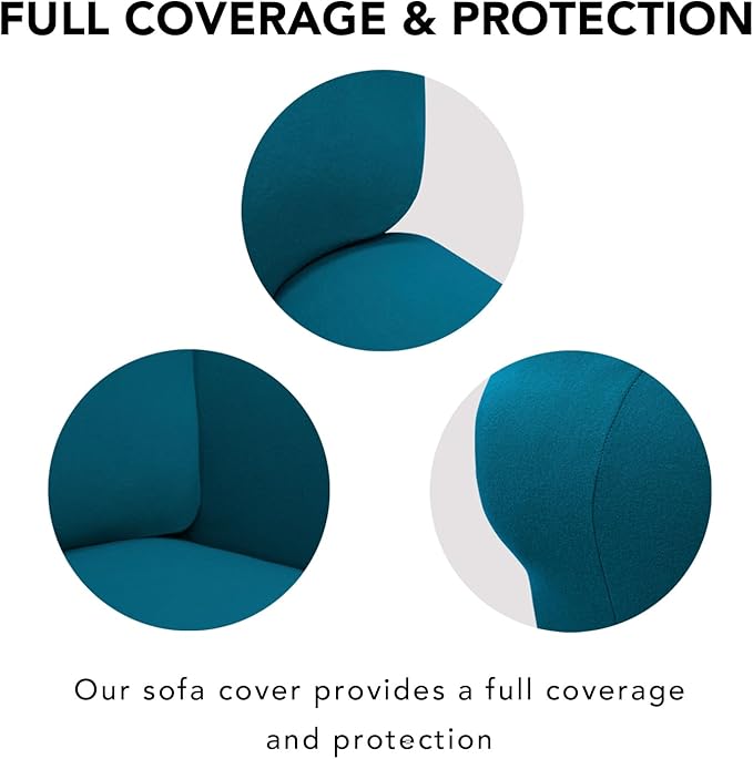 PureFit Super Stretch Sofa Slipcover – Spandex Non Slip Soft Couch Sofa Cover, Washable Furniture Protector with Non Skid Foam and Elastic Bottom for Kids, Pets (Oversized, Peacock Blue)