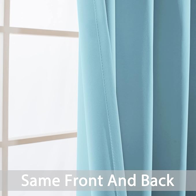 Yakamok Blackout Window Valances for Kitchen Thermal Insulated Blackout Grommet Top Curtain for Bedroom,Sky Blue, 52x36 Inch, 2 Panels