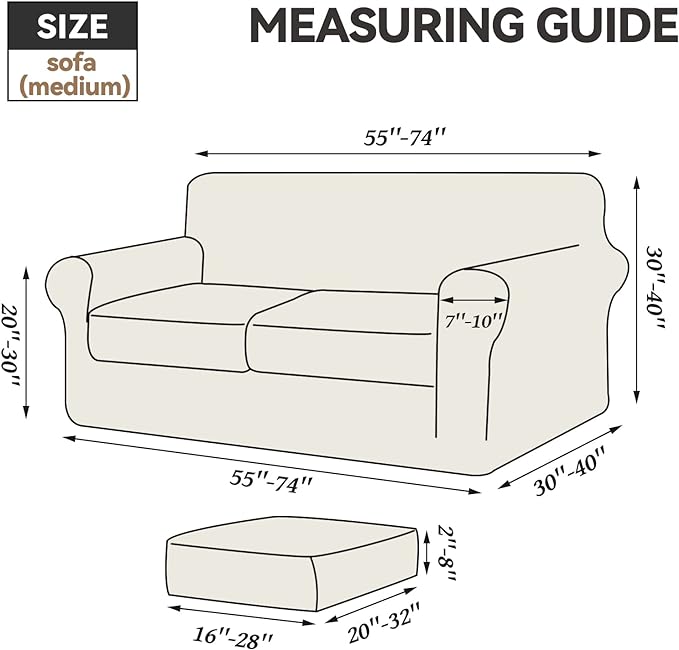WEERRW Velvet Couch Covers for 2 Cushion Couch Sofa - High Stretch Luxury Velvet Plush 3 Pieces Sofa Slipcovers with Elastic Bottom, Furniture Protector for Pets, Machine Washable, Light Grey, Medium