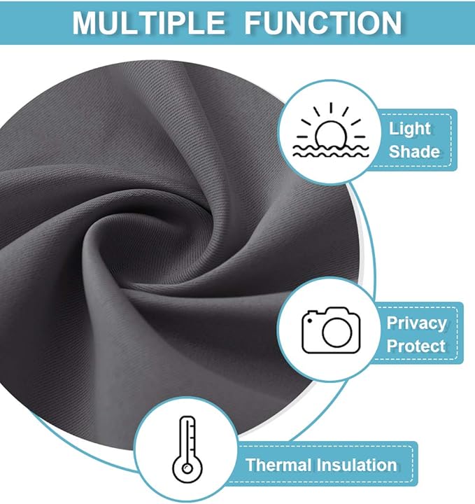 RYB HOME 2 Panels Blackout Doorway Curtains, Thermal Insulated Privacy Rod Pocket Easy Installation Drapes for Living Room Bedroom Dining Room, Width 34 by Length 80, Grey