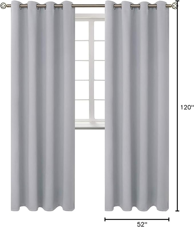BGment Room Darkening Curtains 120 Inches Long - Grommet Thermal Insulated Drapes Window Treatment Curtains for Bedroom, 2 Panels, 52 x 120 Inch, Light Grey