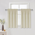 DWCN Light Beige Short Room Darkening Curtains for Kitchen/Bedroom, 42 x 36 inches Long - Energy Saving Window Drapes for Nursery with Rod Pocket, Set of 2 Panels
