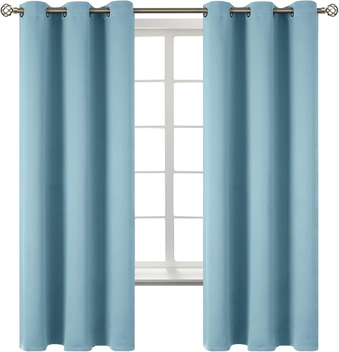 BGment Room Darkening Curtains 63 Inches Long - Grommet Thermal Insulated Drapes Window Treatment Curtains for Bedroom, 2 Panels, 42 x 63 Inch, Greyish Blue