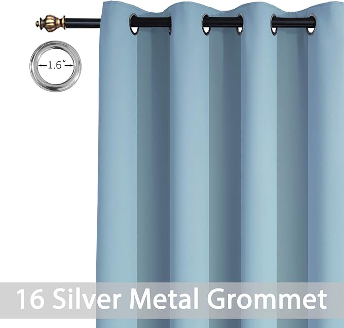Yakamok Extra Wide Blackout Curtain for Sliding Glass Door, Grommet Thermal Insulated Room Divider Curtain 100W x 84L inch, Room Darkening Patio Curtain,8.3ft Wide x 7ft Tall, 1 Panel,Sky Blue