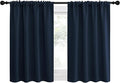 NICETOWN 2 Panels Blackout Curtains, Rod Pocket Thermal Insulated Drapes for Kitchen, Heavy Duty Small Window Treatment for Dorm Room, Studio Apartment, Basement (Navy Blue, W42 x L30)