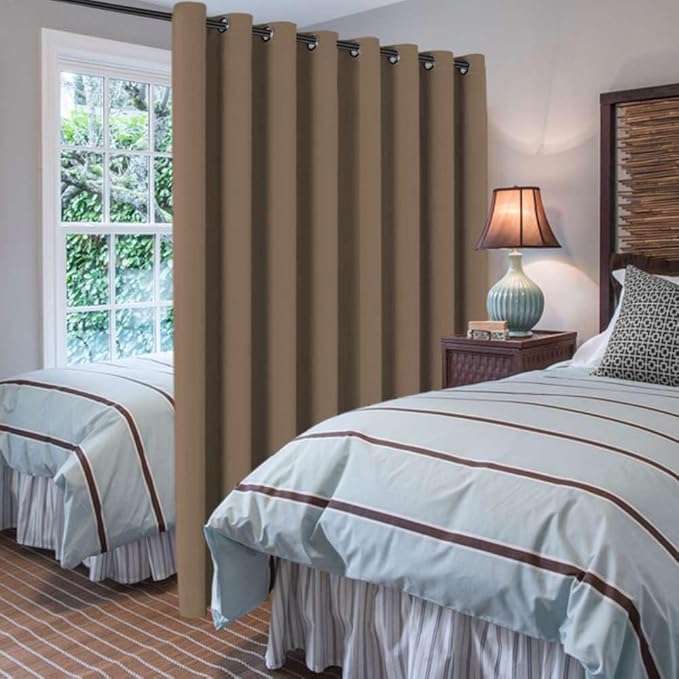 H.VERSAILTEX Blackout Patio Curtains 100 x 84 Inches for Sliding Door Extral Wide Blackout Curtain Panels Thermal Insulated Room Divider - Grommet Top, 7' Tall by 8.5' Wide - Macchiato