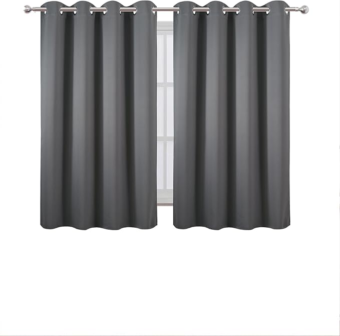 LEMOMO Blackout Curtains 66 x 54 Inch Long Frost Grey Curtains Set of 2 Panels Room Darkening Curtains for Bedroom and Living Room