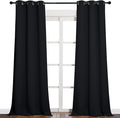NICETOWN Black Out Curtain Panels - Home Decoration Thermal Insulated Solid Grommet Blackout Curtains/Drapes for Hall/Dining Room (Set of 2, 42 inches by 90 Inch, Black)