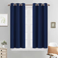 Yakamok Thermal Insulated Grommet Blackout Curtains for Bedroom, 45 Inch Length Light Blocking Blackout Drapes for Living Room, Navy Blue, 38W x 45L, 2 Panels