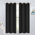 Yakamok Blackout Curtains for Bedroom - Grommet Thermal Insulated Room Darkening Curtains for Living Room, Set of 2 Panels (38 x 54Inch, Black)