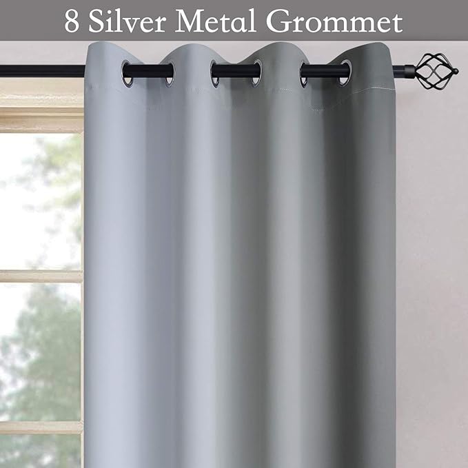SimpleHome Ombre Room Darkening Curtains 84 inches Length for Bedroom,Grommet Gradient Light Blocking Grey to White Window Curtain for Living Room,1 Panel, 52x84 inches