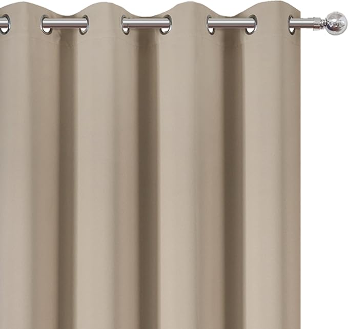 LEMOMO Blackout Curtains 52 x 90 inches Long Khaki Curtains Set of 2 Panels Thermal Insulated Room Darkening Curtains for Bedroom