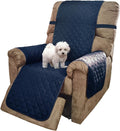 U-NICE HOME Recliner Chair Covers Reversible Chair Cover Pet Covers for Dogs with Elastic Straps Water Resistant Diamond Quilted (28''Recliner Oversized, Navy/Taupe)