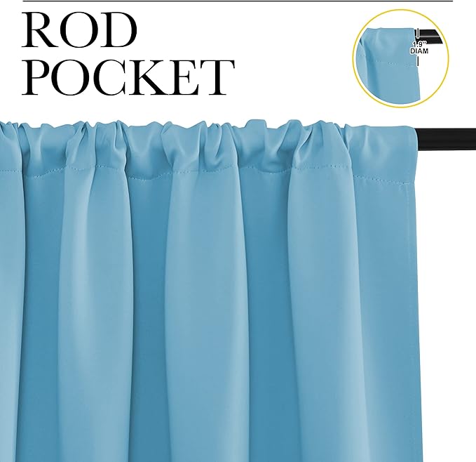 NICETOWN Blackout Curtains for Living Curtains, Teal Blue, 1 Pair, 34-inch W x 84-inch L, Home Decorations Thermal Insulated Solid Pole Top Blackout Drapes for Living Room