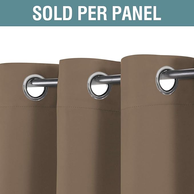 H.VERSAILTEX Blackout Curtain for Living Room Thermal Insulated Window Treatment Curtain Extra Long 108 inch Length Energy Saving Solid Grommet Top Blackout Drape, One Panel, Macchiato, 52"W x 108"L