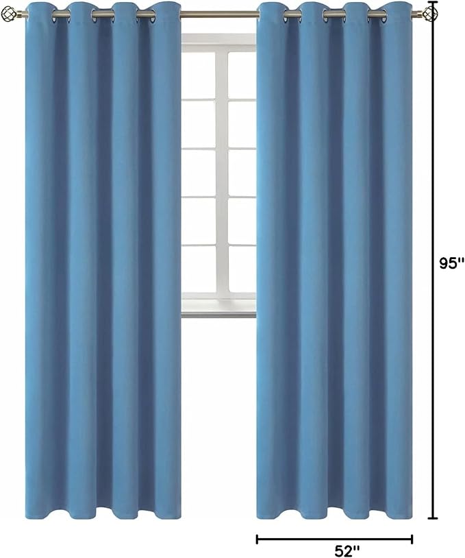 BGment Blackout Curtains for Bedroom - Grommet Thermal Insulated Room Darkening Curtains for Living Room, Set of 2 Panels (52 x 95 Inch, Faded Denim)