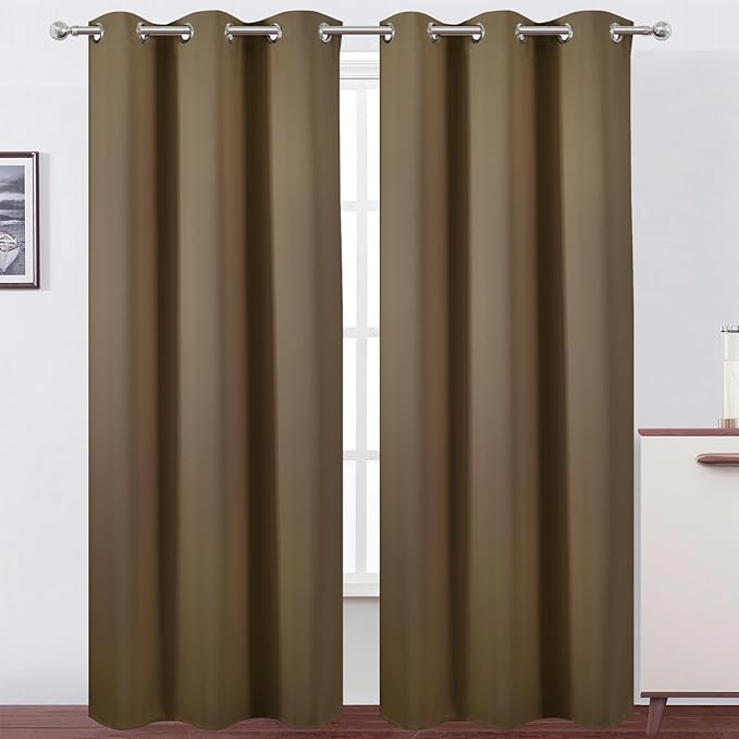 LEMOMO Brown Thermal Blackout Curtains/42 x 84 Inch/Set of 2 Panels Room Darkening Curtains for Bedroom