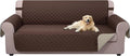 U-NICE HOME 4 Seater Sofa Cover 91 Inch Large Couch Covers for 4 Cushion Couch with Elastic Straps Water Resistant Furniture Protector Cover for Pets Cat (Sofa XX-Large, Coffee/Beige)