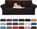 Cupuamon 2026 New Stretch Oversized Sofa Slipcovers Couch Sofa Cover for 4 Seater Furniture Protector Covers with Elastic Bottom Jacquard Fabric Small Checks for Pets, Kids - Chocolate