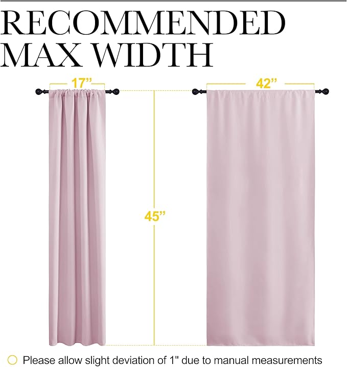 NICETOWN Blackout Curtains for Girls Room - Nursery Essential Thermal Insulated Solid Rod Pocket Top Blackout Drapes (Lavender Pink=Light Pink, 1 Pair, 42 x 45 Inch)