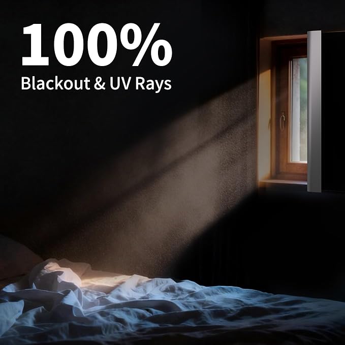 BKSAI 100% Blackout Window Cover, Portable Magnetic Black Out Curtains for Window, Black Out Shades No Drill Cuttable Blackout Blinds for Bedroom, RV, Nursery, Media Room, 158x57 inch