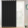 Yakamok Blackout Sliding Glass Door Curtains, Thermal Insulated Window Treatment Drapes for Patio Doors, Grommet Extra Wide Curtain Panels for Living Room, Bedroom (1 Panel, Black, 100W x 96L)
