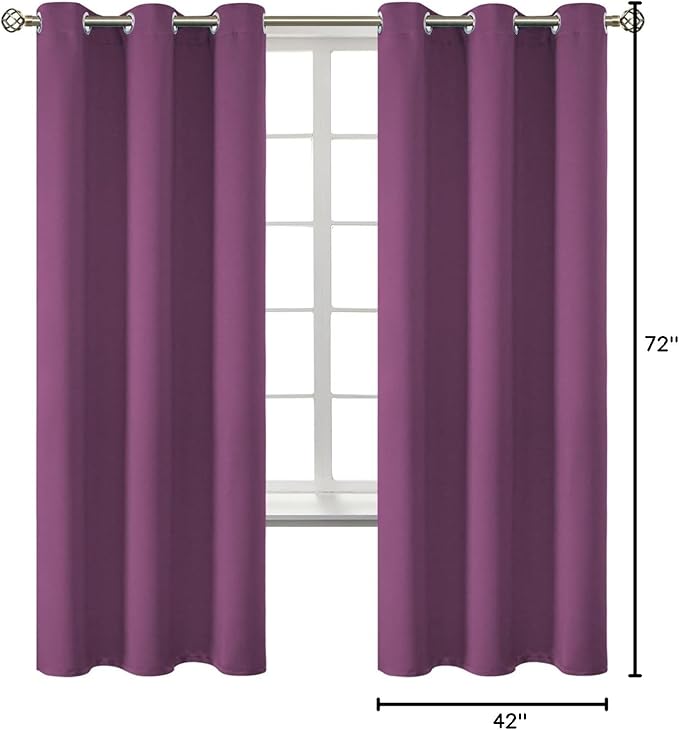 BGment Room Darkening Curtains 72 Inches Long - Grommet Thermal Insulated Drapes Window Treatment Curtains for Bedroom, 2 Panels, 42 x 72 Inch, Eggplant Purple